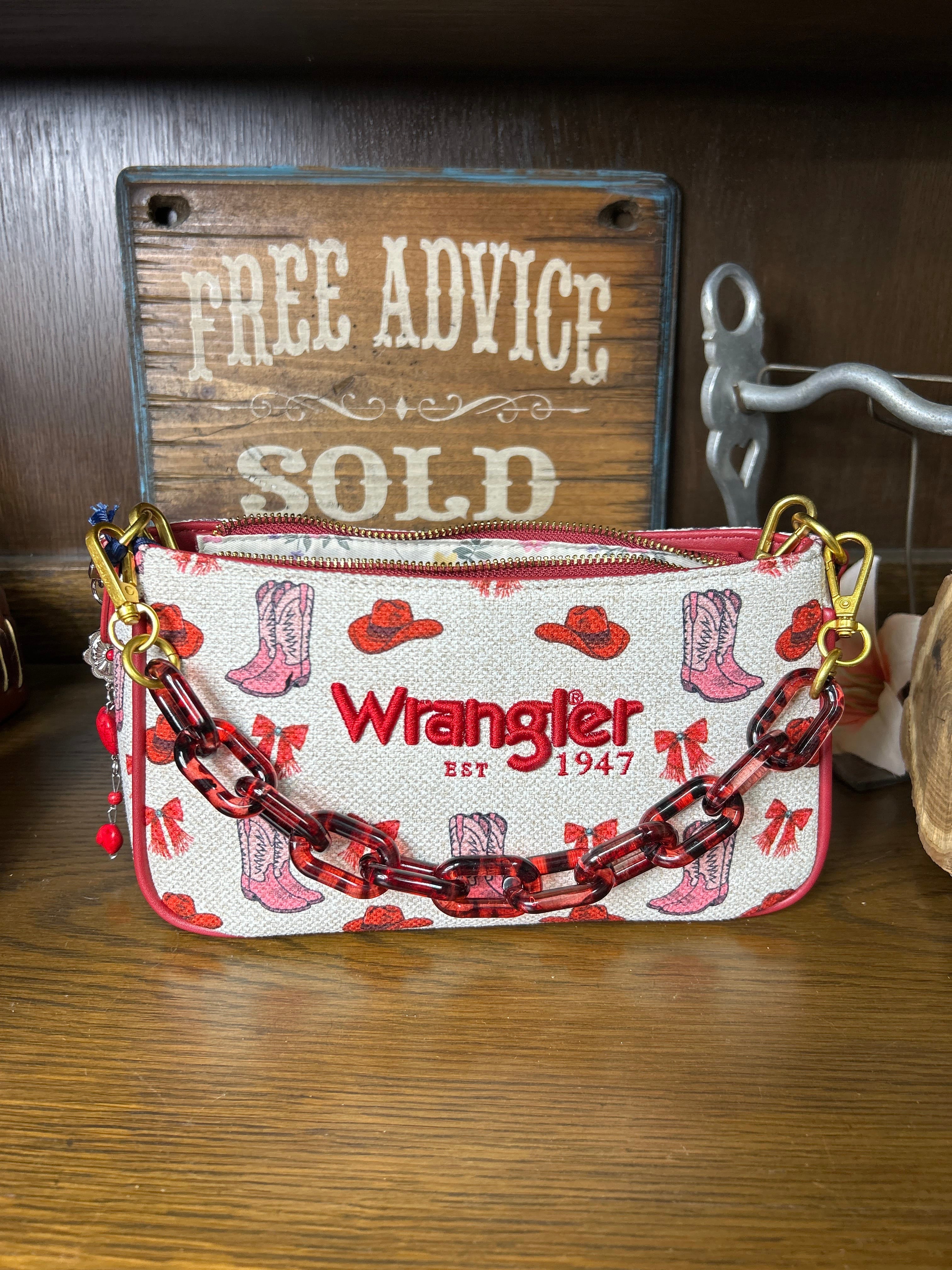 Wrangler Western Print Cowgirl Shoulder Bag ~ Pink - Henderson's Western Store