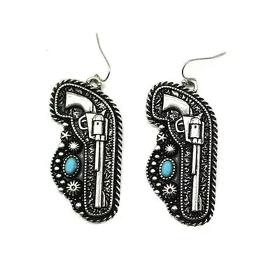 Western Pistol Dangle Earring - Henderson's Western Store