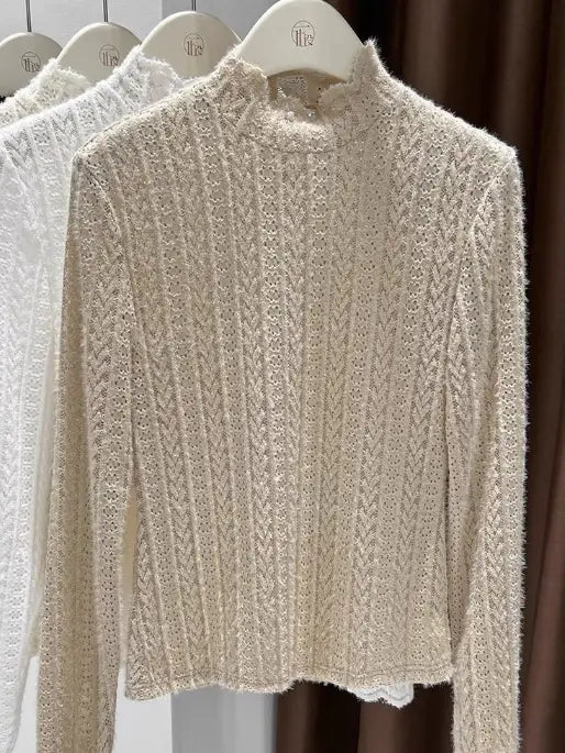 Soft Knit Lace High Neck Layering Top - Henderson's Western Store