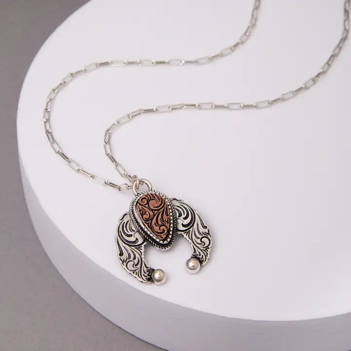 Western Filigree Etched Squash Blossom Concho Necklace - Henderson's Western Store