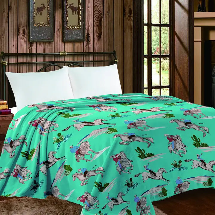 Mia Throw Blanket ~ Bronc Rider - Henderson's Western Store
