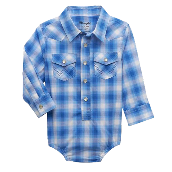 Wrangler Baby Boy Onesie ~ Blue Plaid - Henderson's Western Store