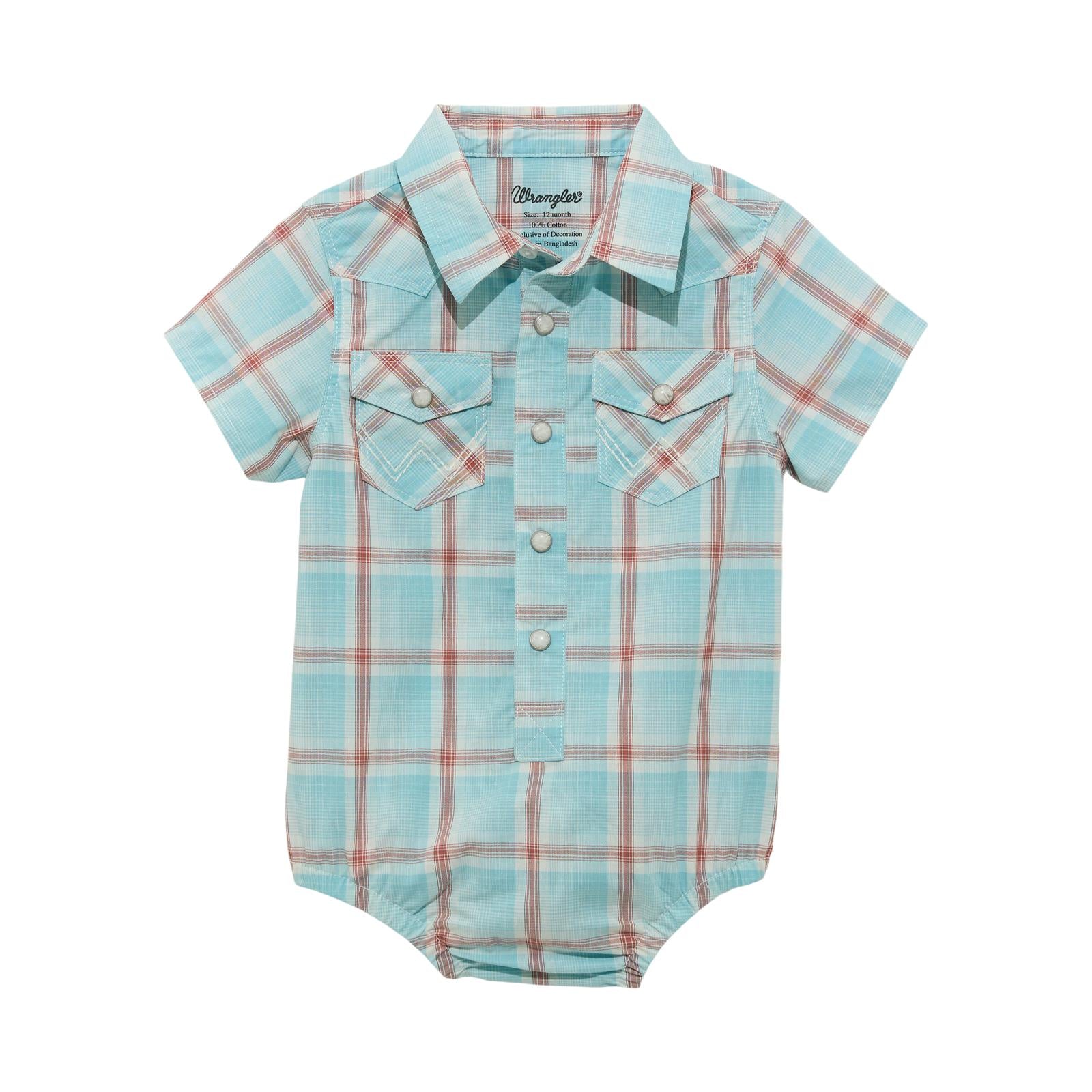 Wrangler Baby Boy Onesie ~ Blue Plaid - Henderson's Western Store