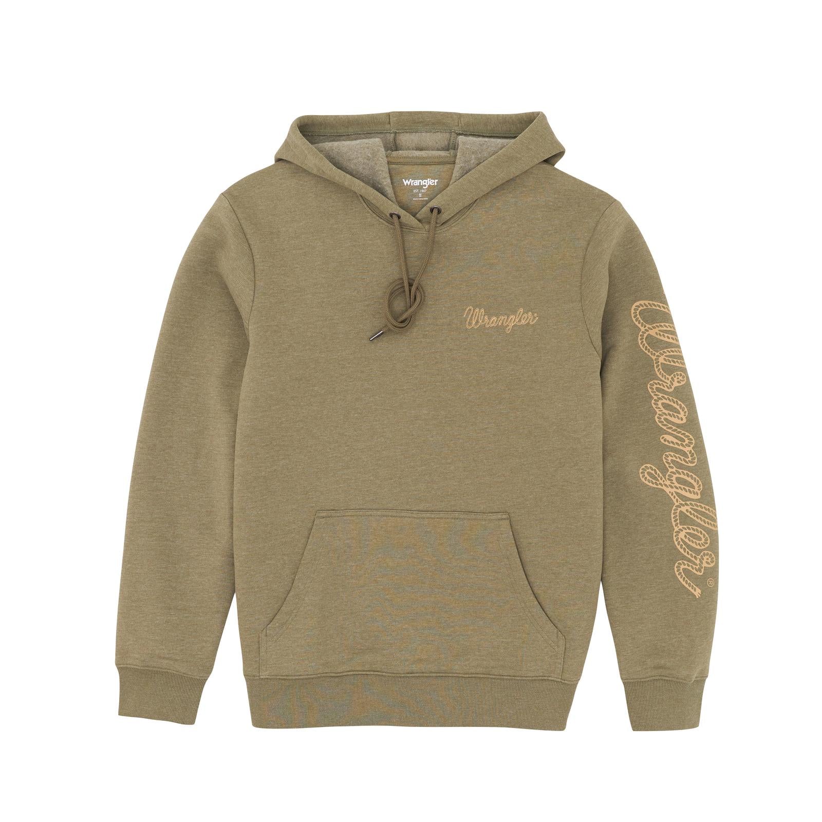 Wrangler® Rope Logo Hoodie ~ Olive - Henderson's Western Store