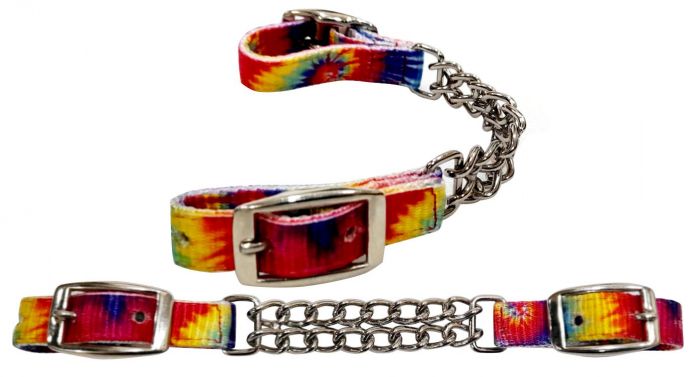 Showman Tie Dye Fully adjustable double end chain nylon curb chain - Henderson's Western Store