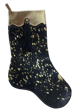 Cowhide Leather Christmas Stocking ~ Gold Metallic - Henderson's Western Store