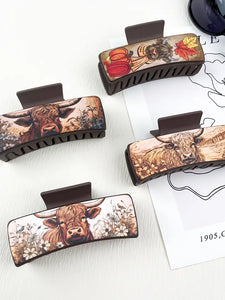 Load image into Gallery viewer, Leather Hair Clip Claws ~ Cow - Henderson&#39;s Western Store