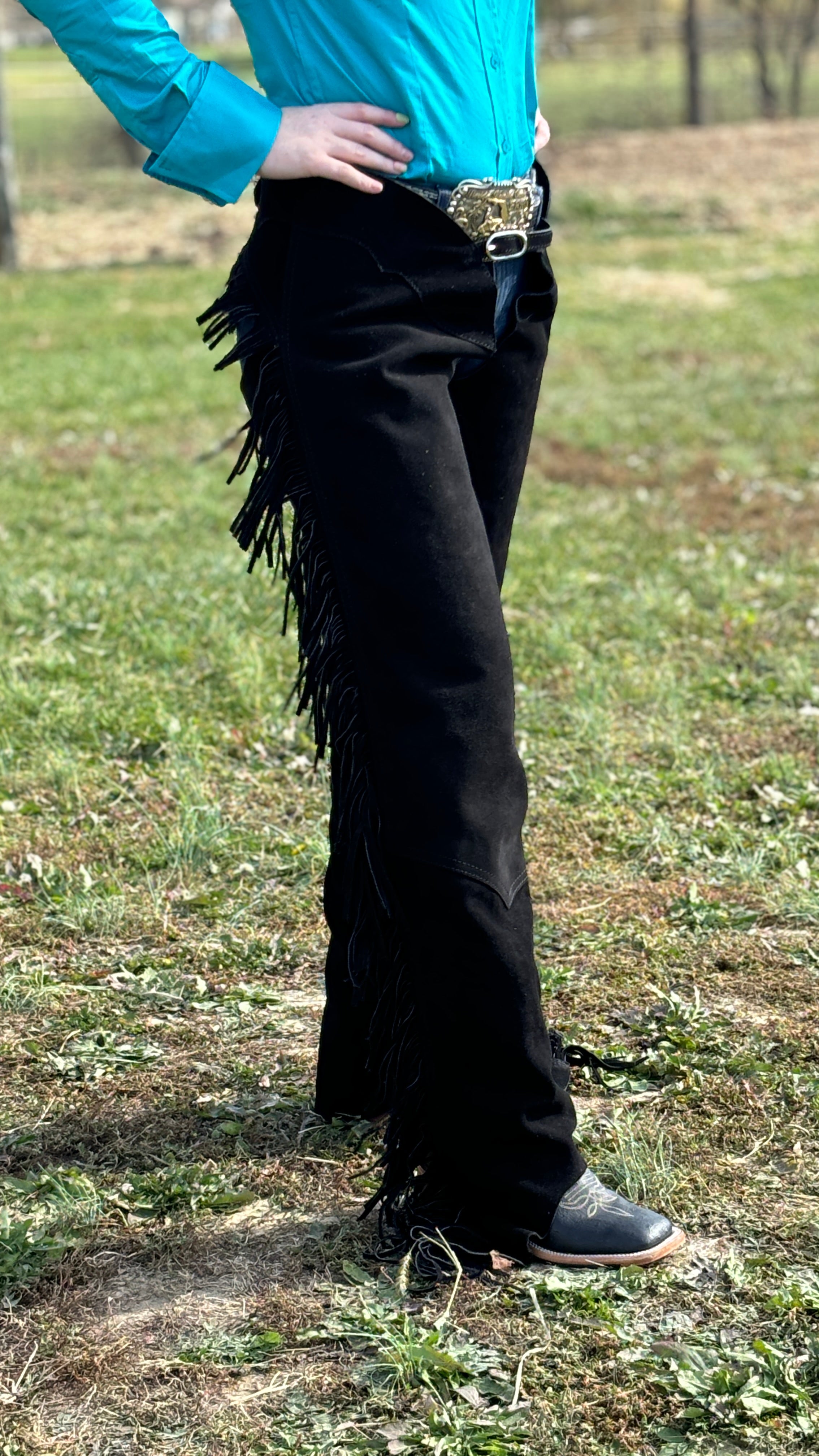 Suede Leather Chaps ~ Black - Henderson's Western Store