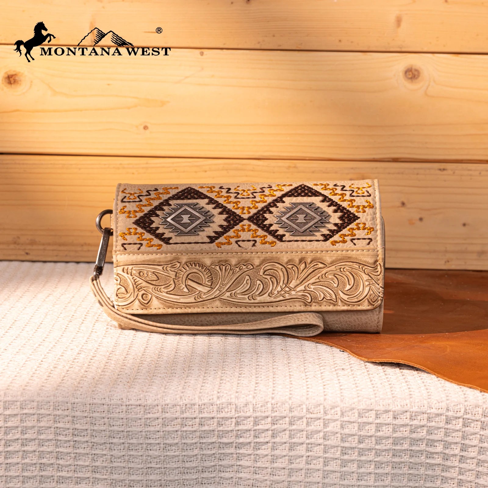 MW Embroidered Wallet ~ Tan - Henderson's Western Store