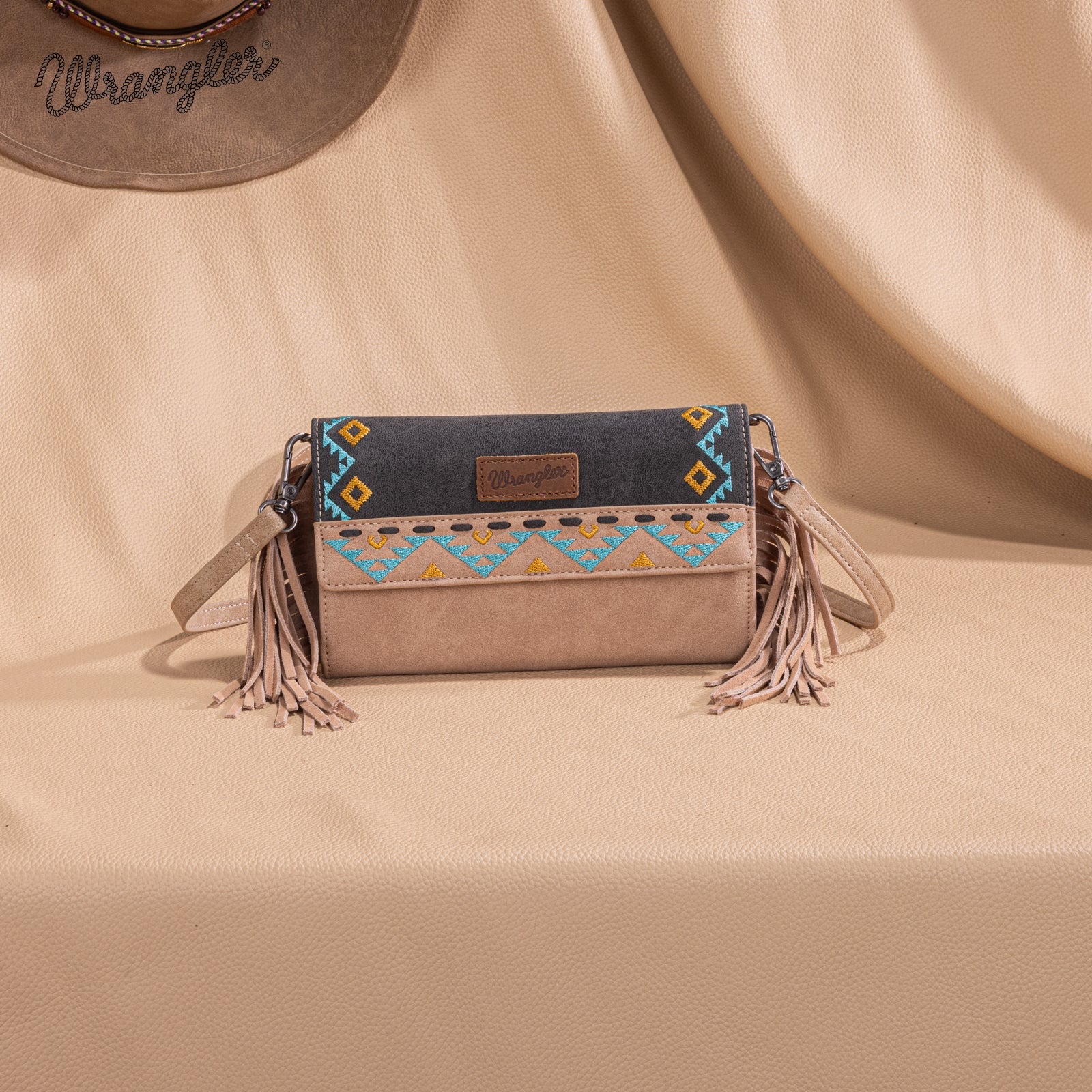 Wrangler Aztec Embroidered Wallet ~ Black - Henderson's Western Store