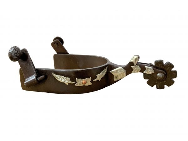 Brown Engraved Spur W/Silver Arrow Overlay - Henderson's Western Store