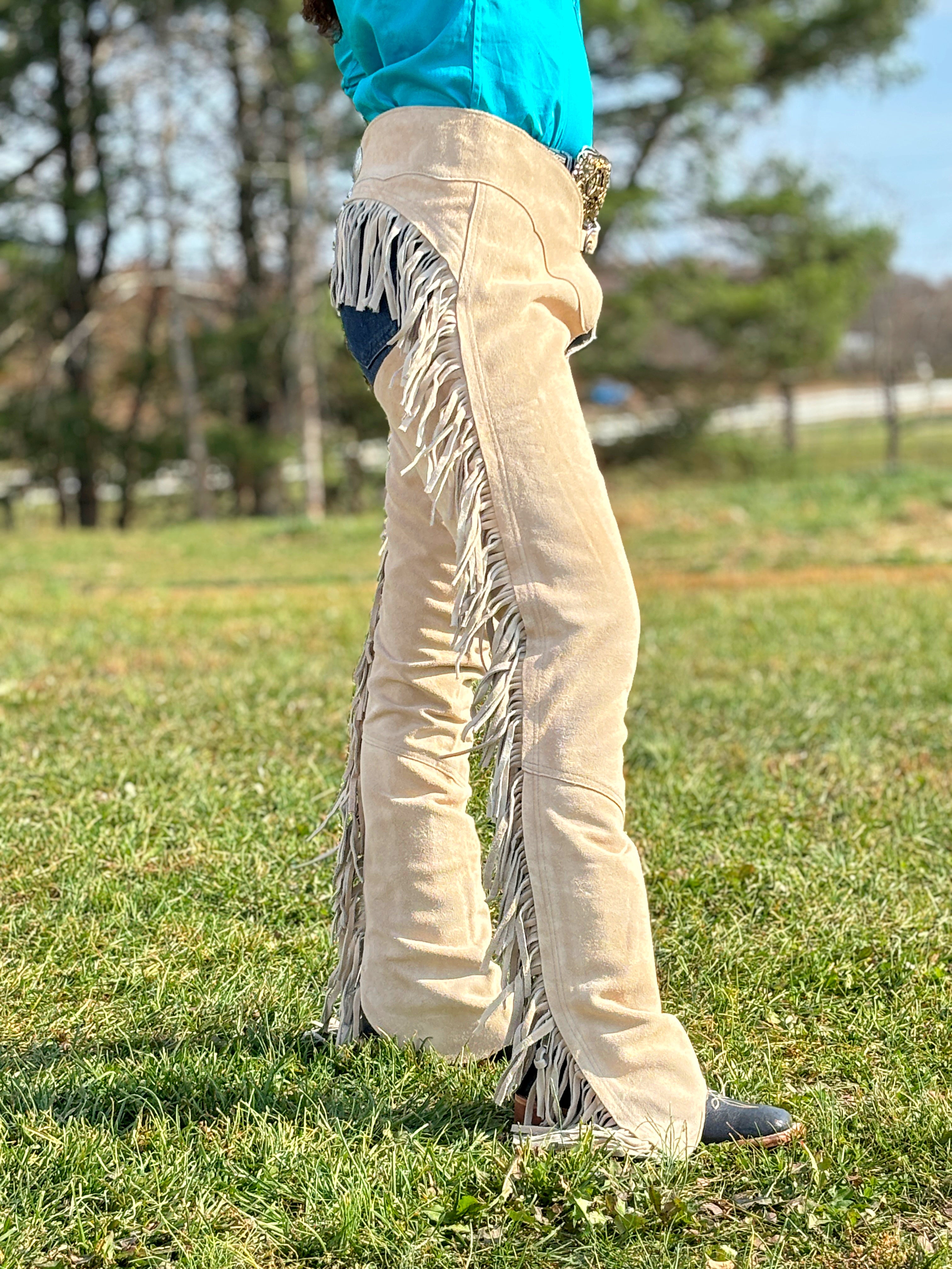 Suede Equitation Chaps ~ Sand - Henderson's Western Store