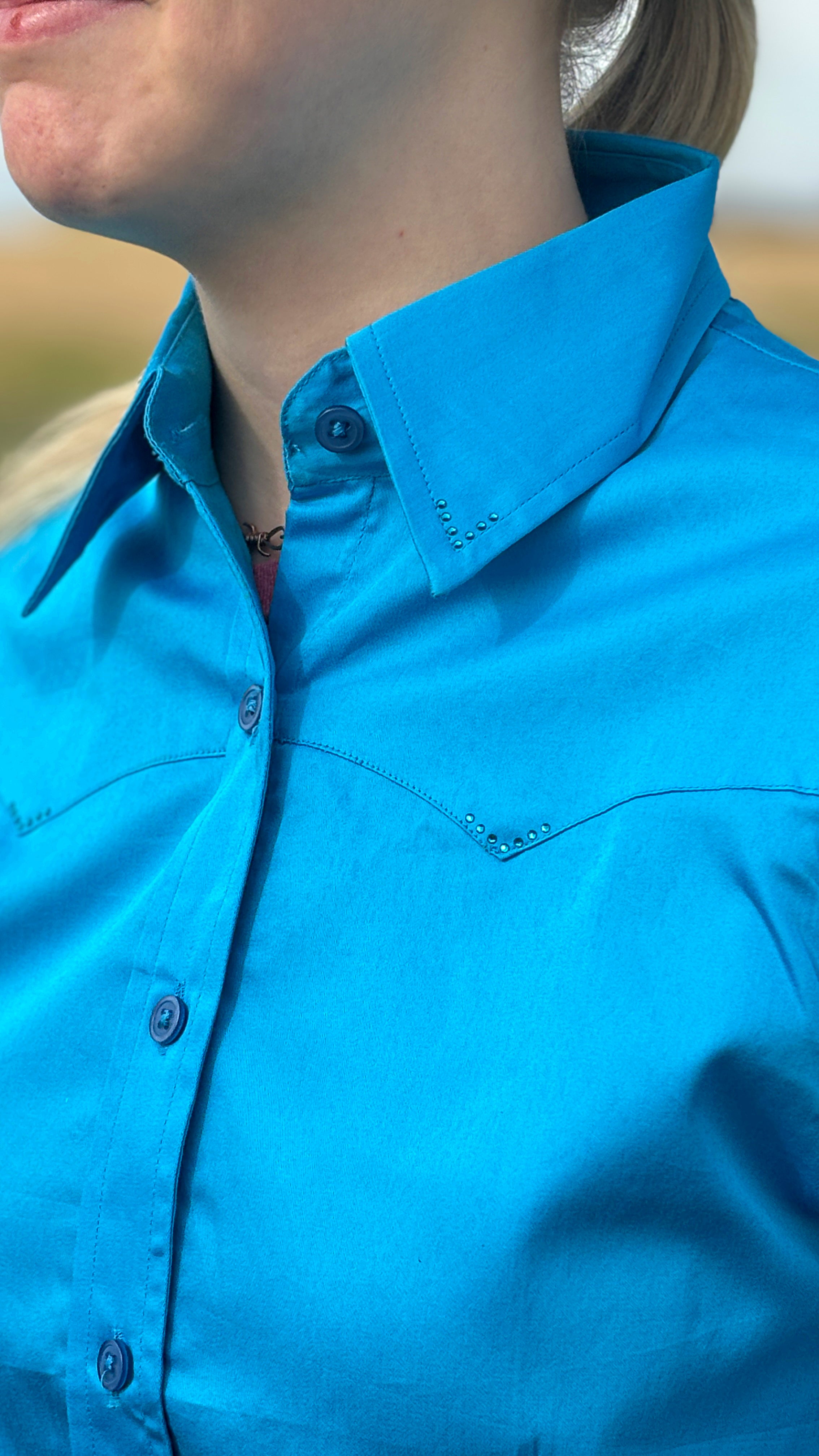 Sateen Solid Shirts ~ Malibu Blue - Henderson's Western Store