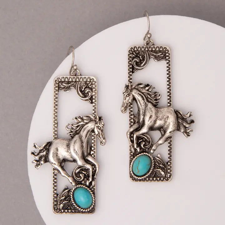 Western Wild Horse Dangle Earrings - Henderson's Western Store