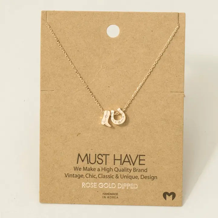 Dainty Boot/Horseshoe Pendant Necklace - Henderson's Western Store