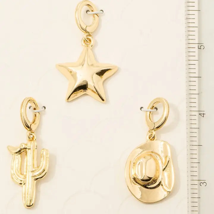 Western Cowboy Hat Star and Cactus Charms - Henderson's Western Store