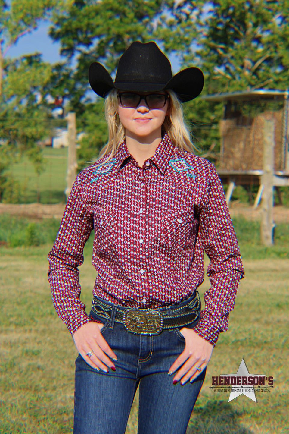 Ladies Aztec Rough Stock ~ Maroon - Henderson's Western Store