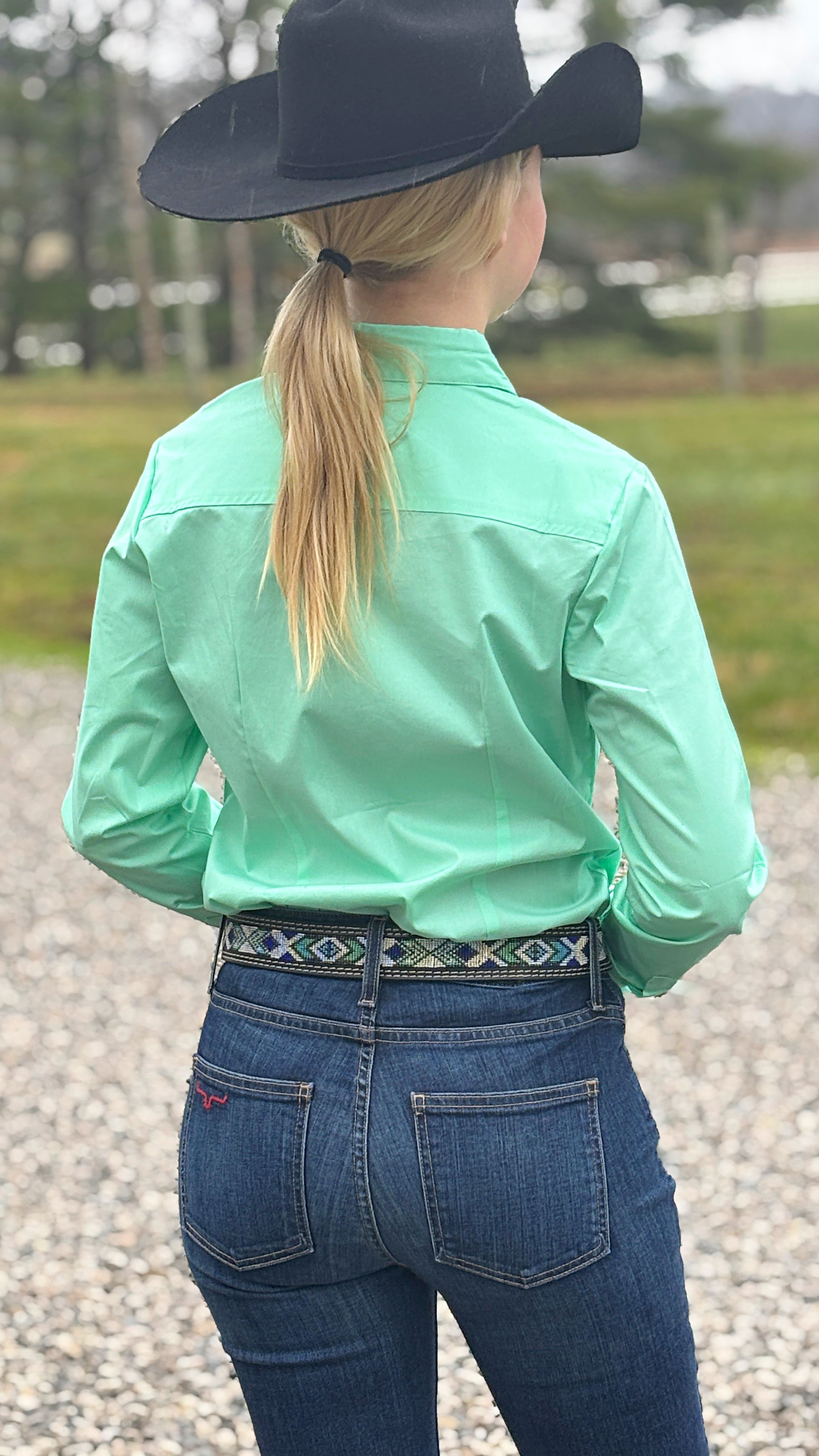 Solid Button Down Shirts ~ Seafoam - Henderson's Western Store