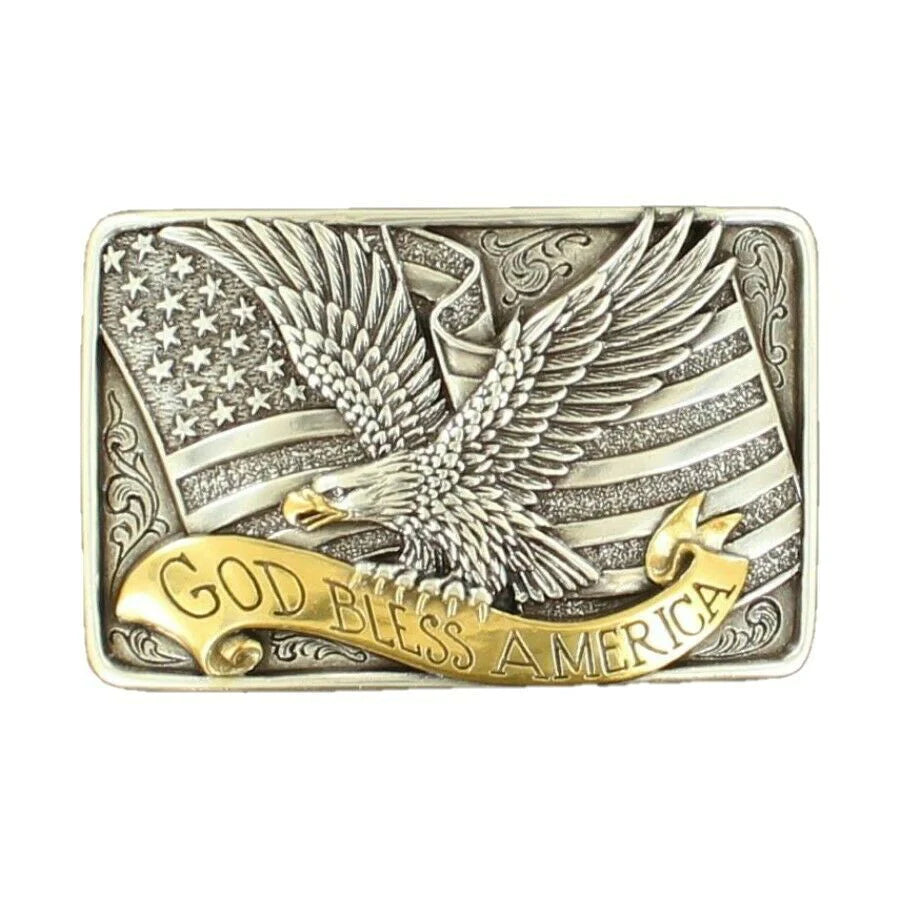 God Bless America Eagle Belt Buckle - Henderson's Western Store