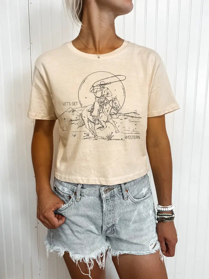 Let’S Get Western Crop Tee - Henderson's Western Store