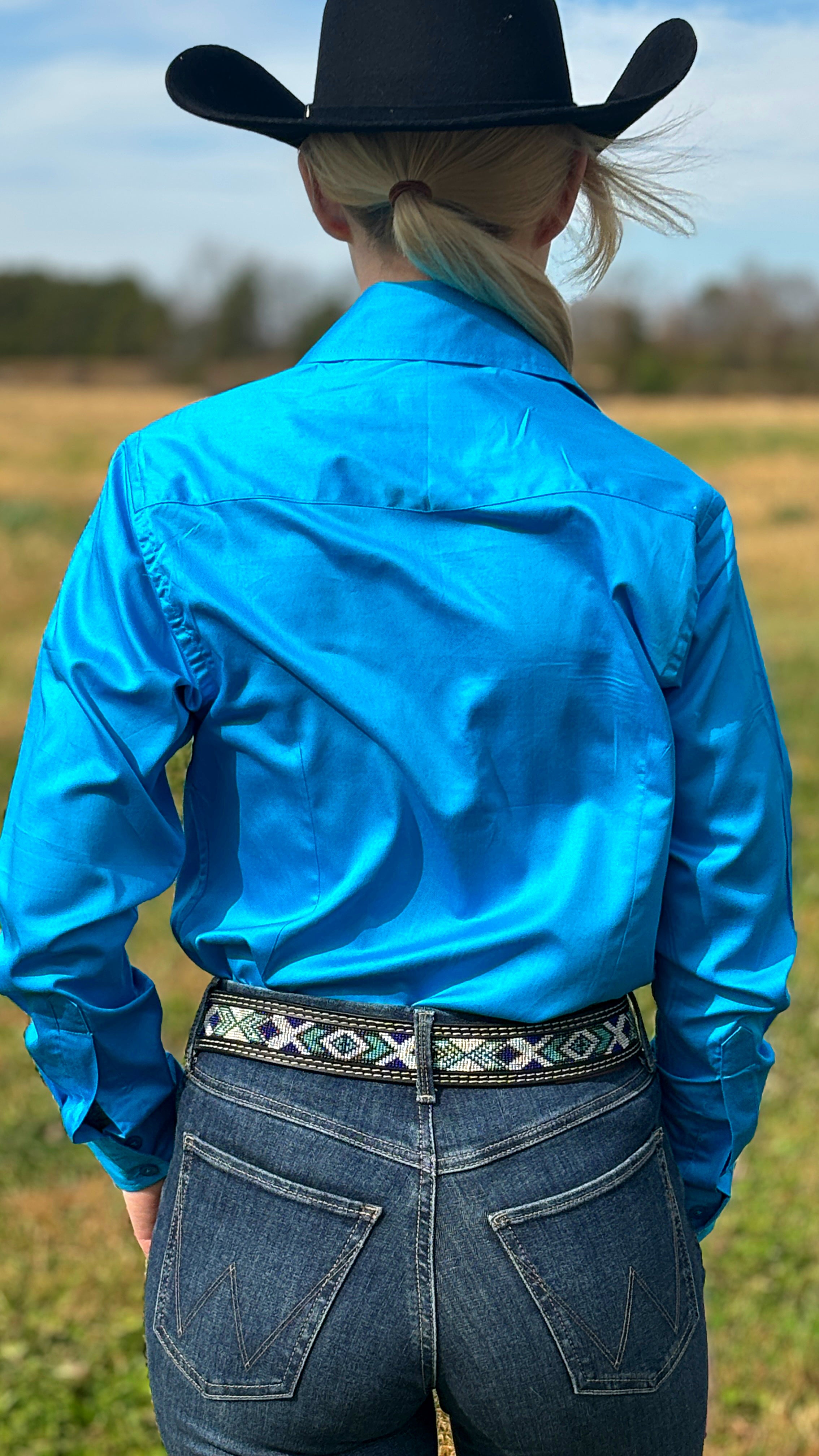 RHC Solid Button Down ~ Malibu Blue - Henderson's Western Store