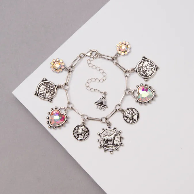 Western Coin Iridescent Charm Bracelet - Henderson's Western Store