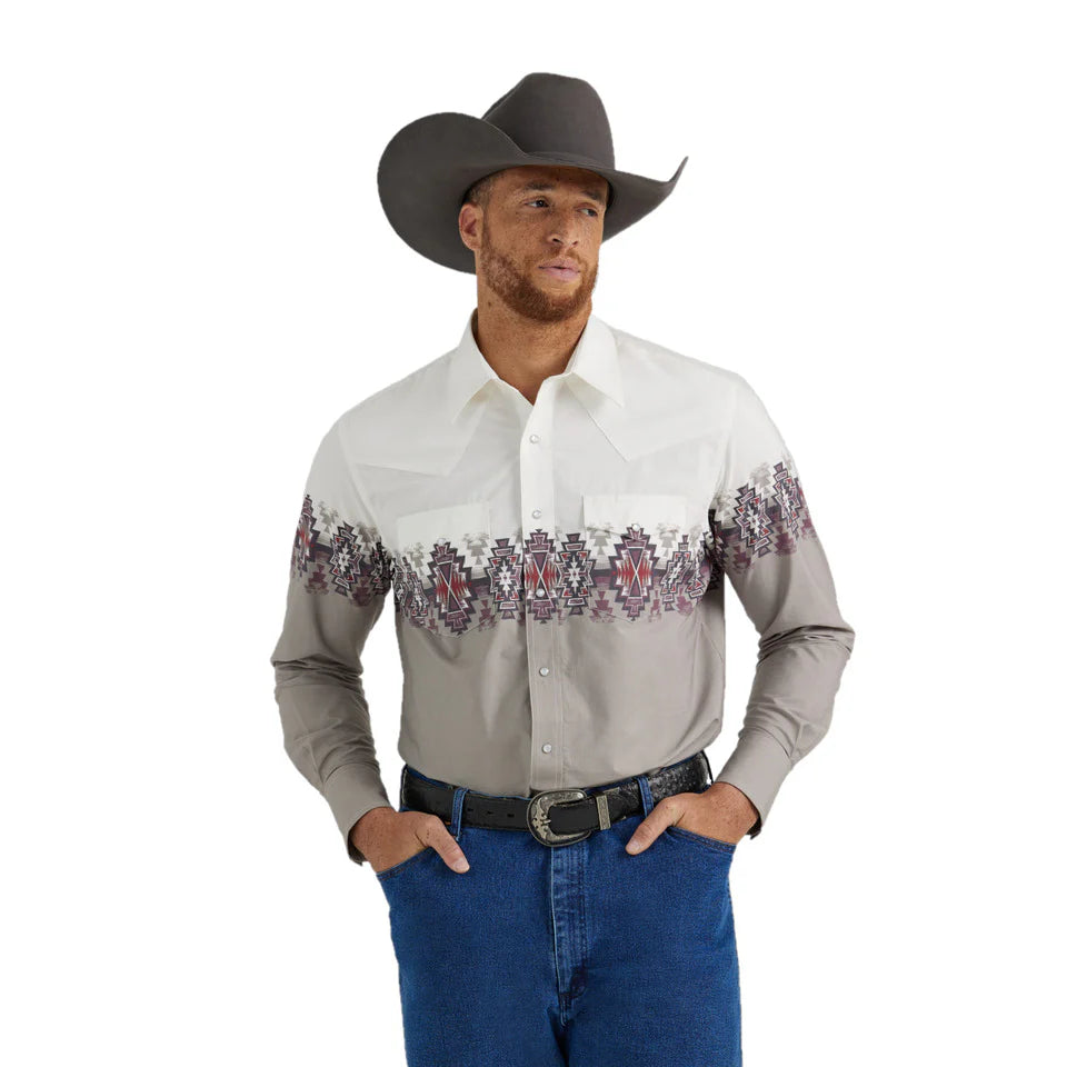 Checotah Western Shirt by Wrangler ~ Gray - Henderson's Western Store
