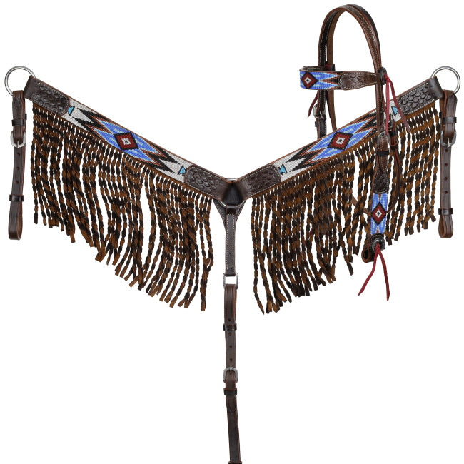 Lakota Sky Beaded Browband Headstall Set - Henderson's Western Store