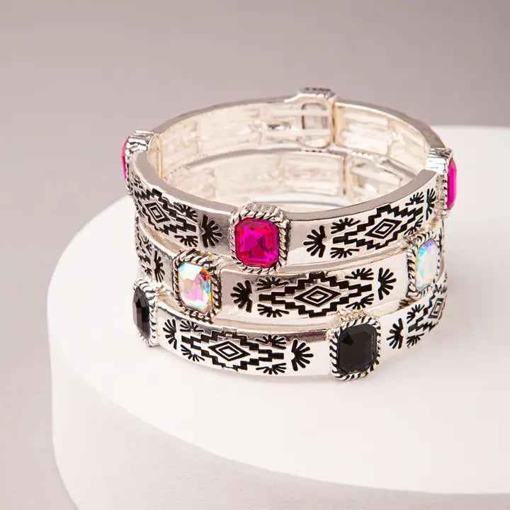 Western Aztec Jeweled Pictograph Bracelet - Henderson's Western Store