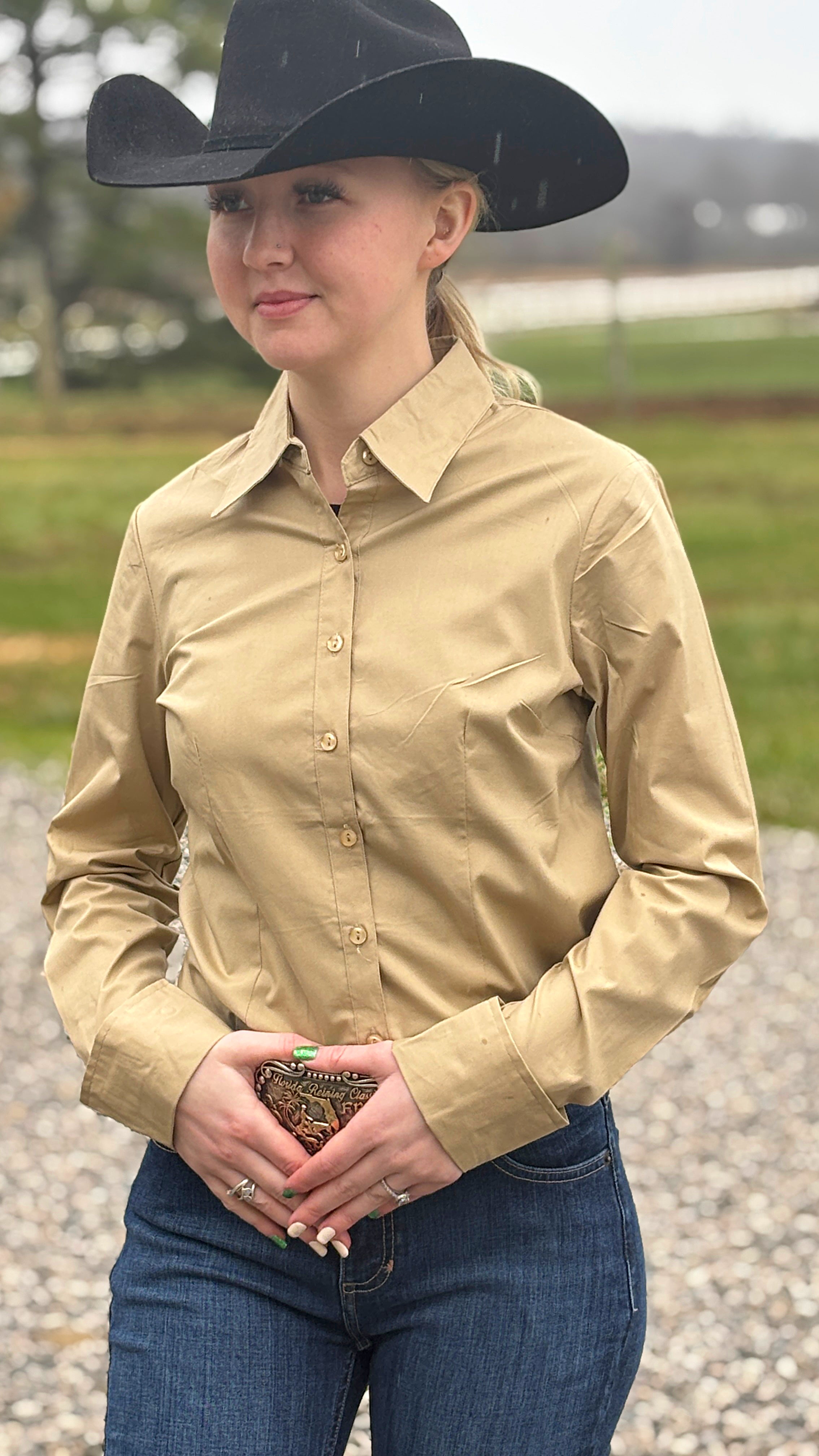 Solid Button Down Shirts ~ Tan - Henderson's Western Store