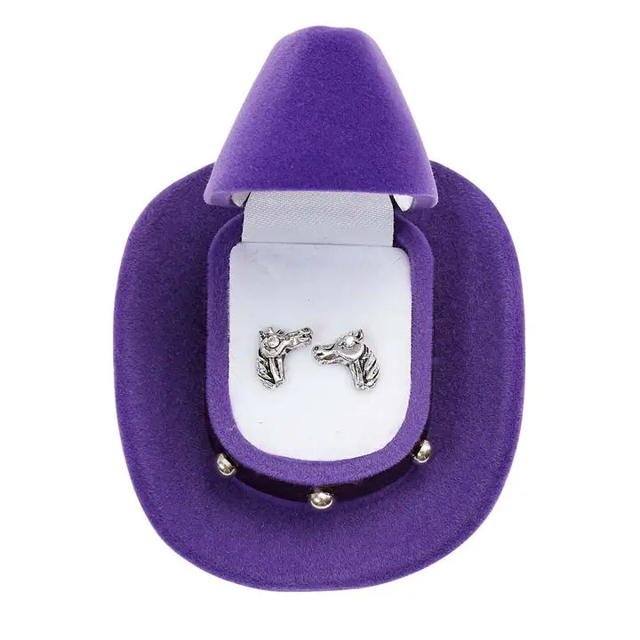 Cowboy Hat Earrings ~ Horse Head - Henderson's Western Store