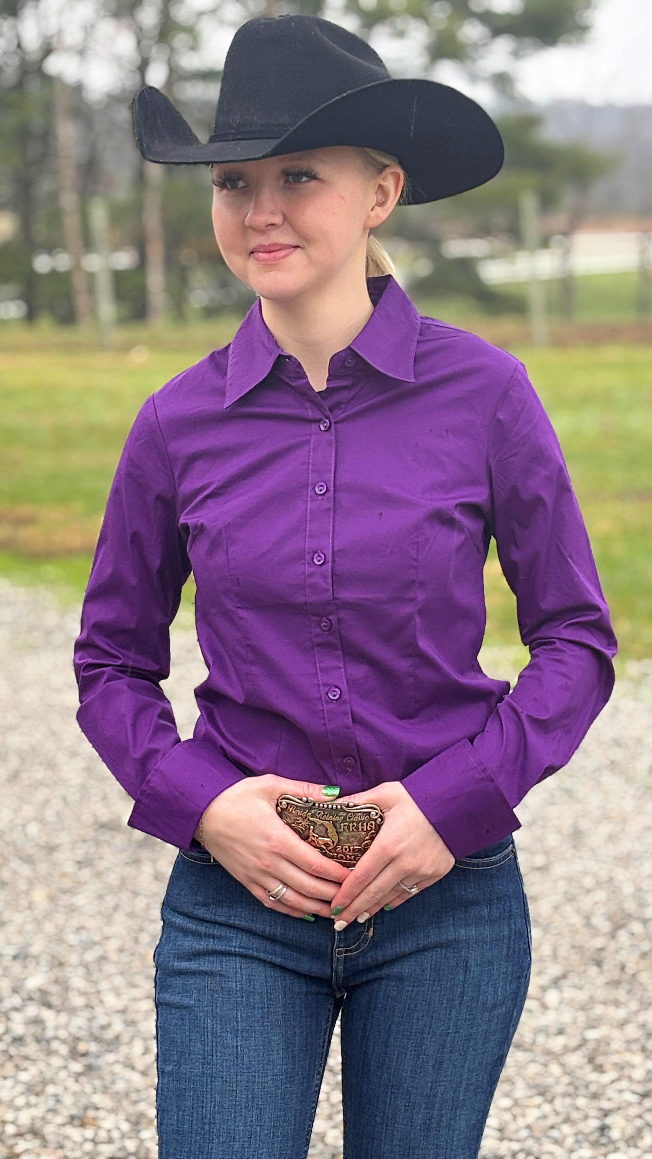 Solid Button Down Shirts ~ Purple - Henderson's Western Store