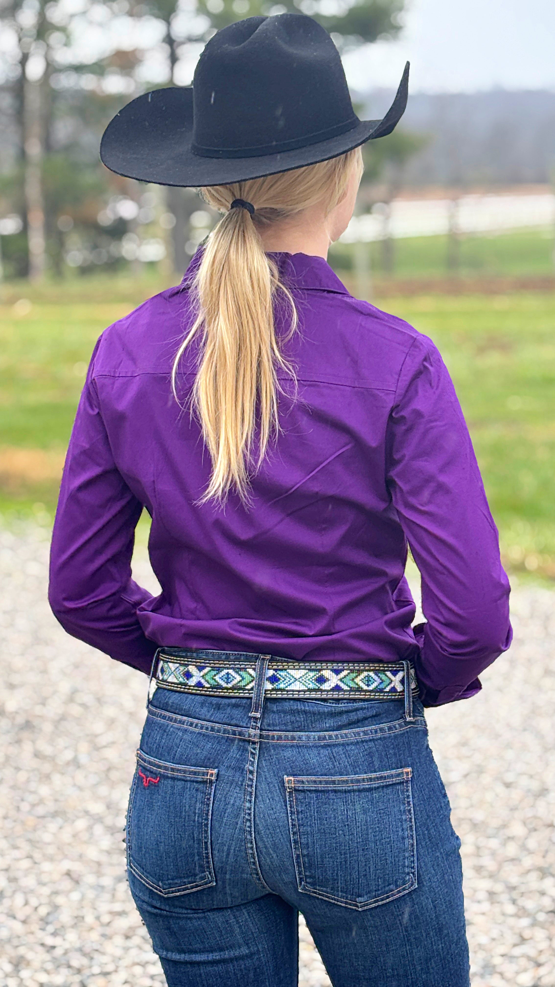 Solid Button Down Shirts ~ Purple - Henderson's Western Store