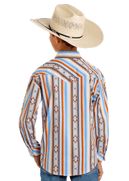 Boy's Stripe Aztec Print by Rock & Roll ~ Orange - Henderson's Western Store
