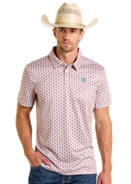 Men's Rock & Roll Polo Shirt ~ Natural - Henderson's Western Store