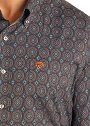 Men's Woven Print by Rock & Roll ~ Teal - Henderson's Western Store