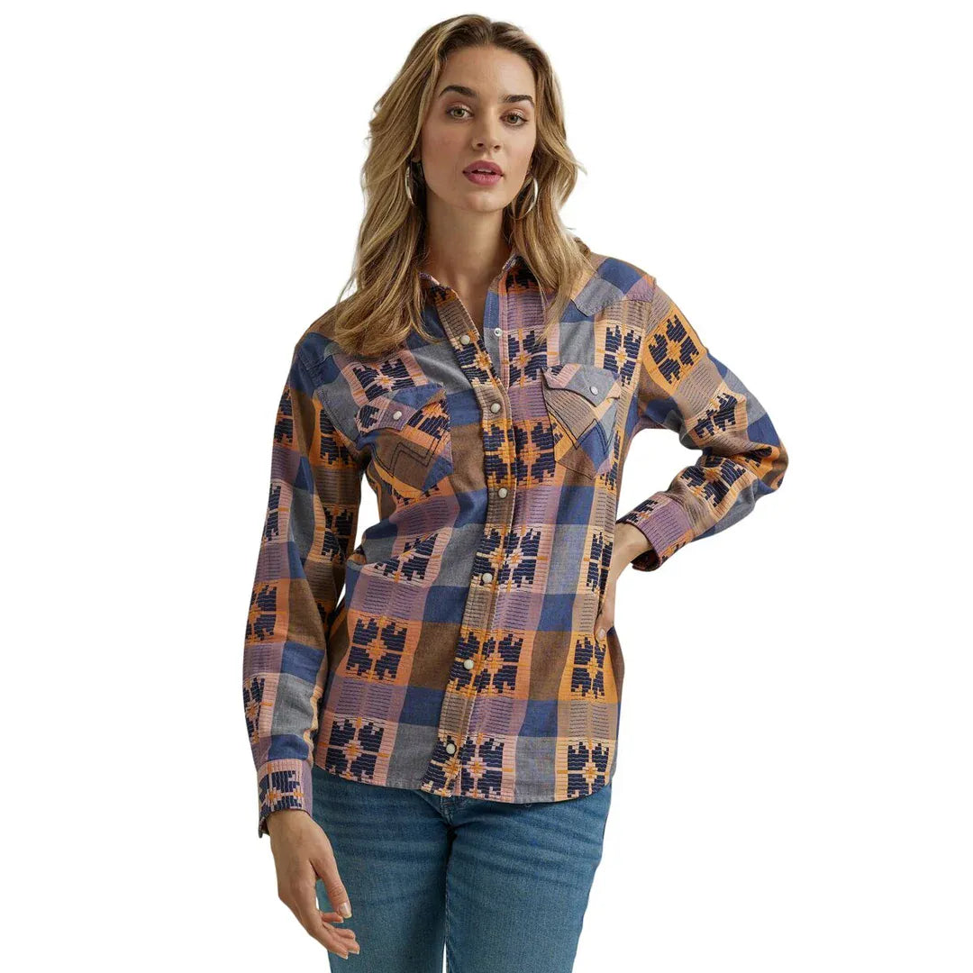 Ladies Wrangler Western Vintage Boyfriend Snap - Henderson's Western Store