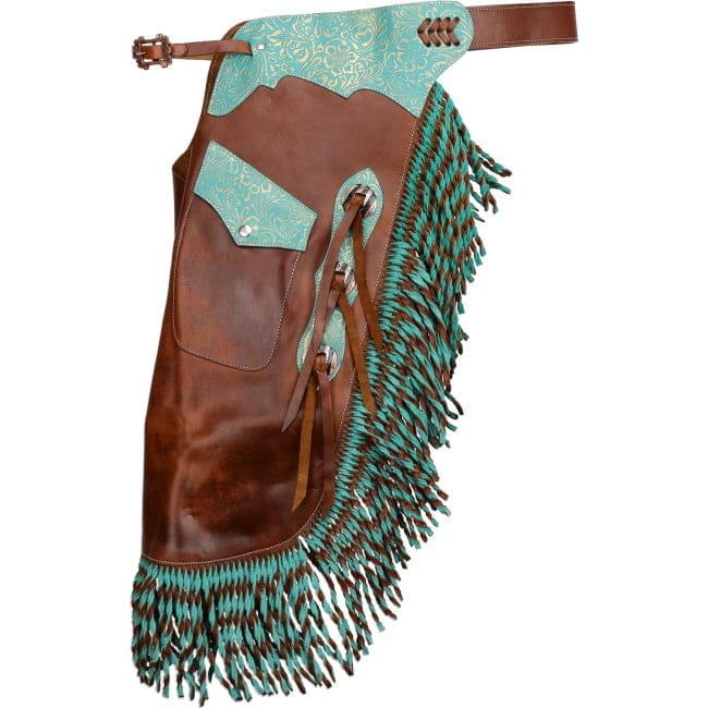 Teal Rose Leather Chinks - Henderson's Western Store