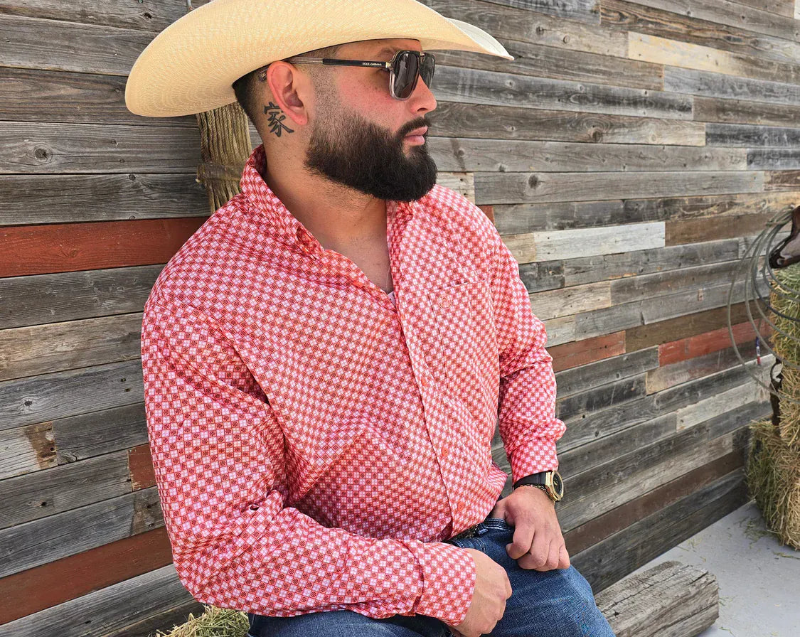 CueroLine Classic Western Shirt ~ Coral - Henderson's Western Store