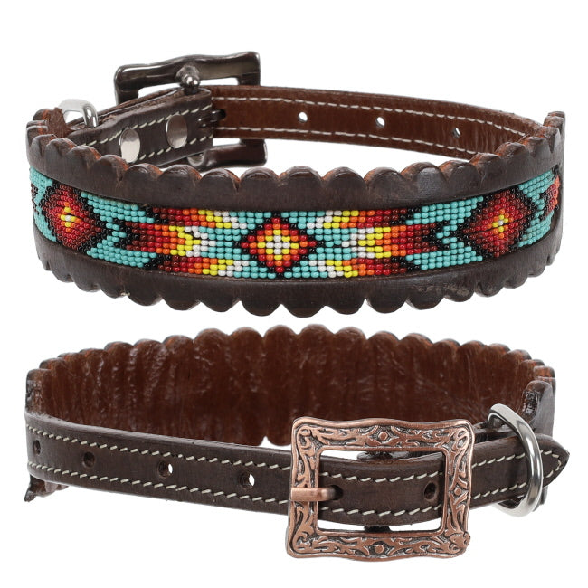 Dog Collar ~ Aztec Flame Beaded - Henderson's Western Store