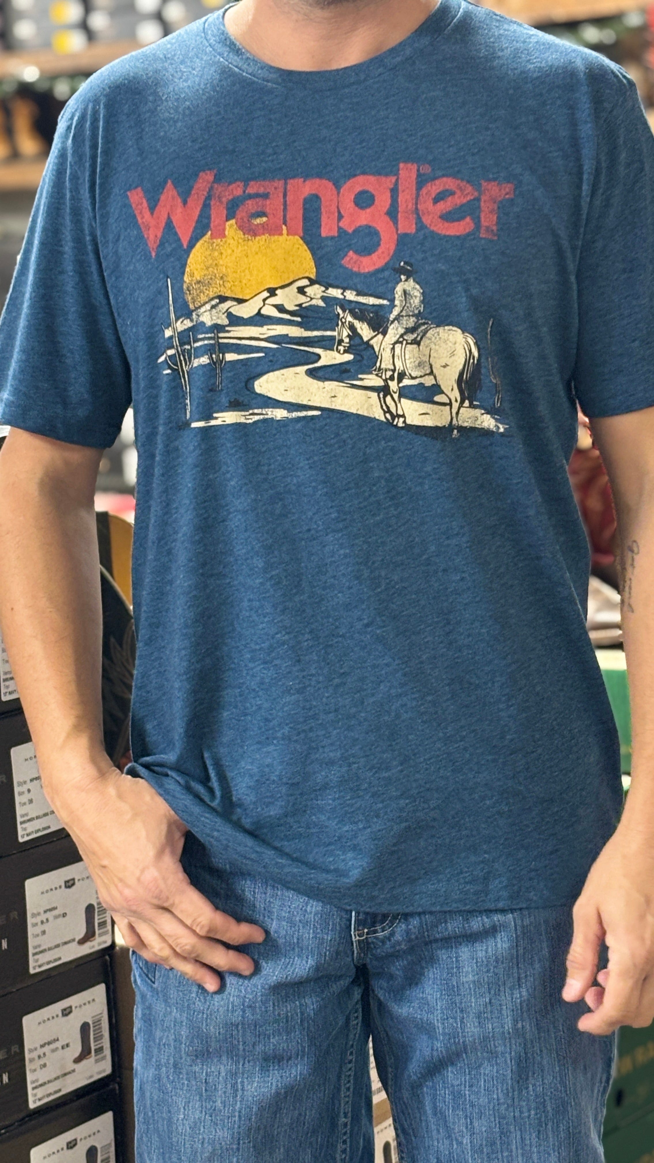 Men's Wrangler Tee ~ Gibraltar Sea Heather - Henderson's Western Store