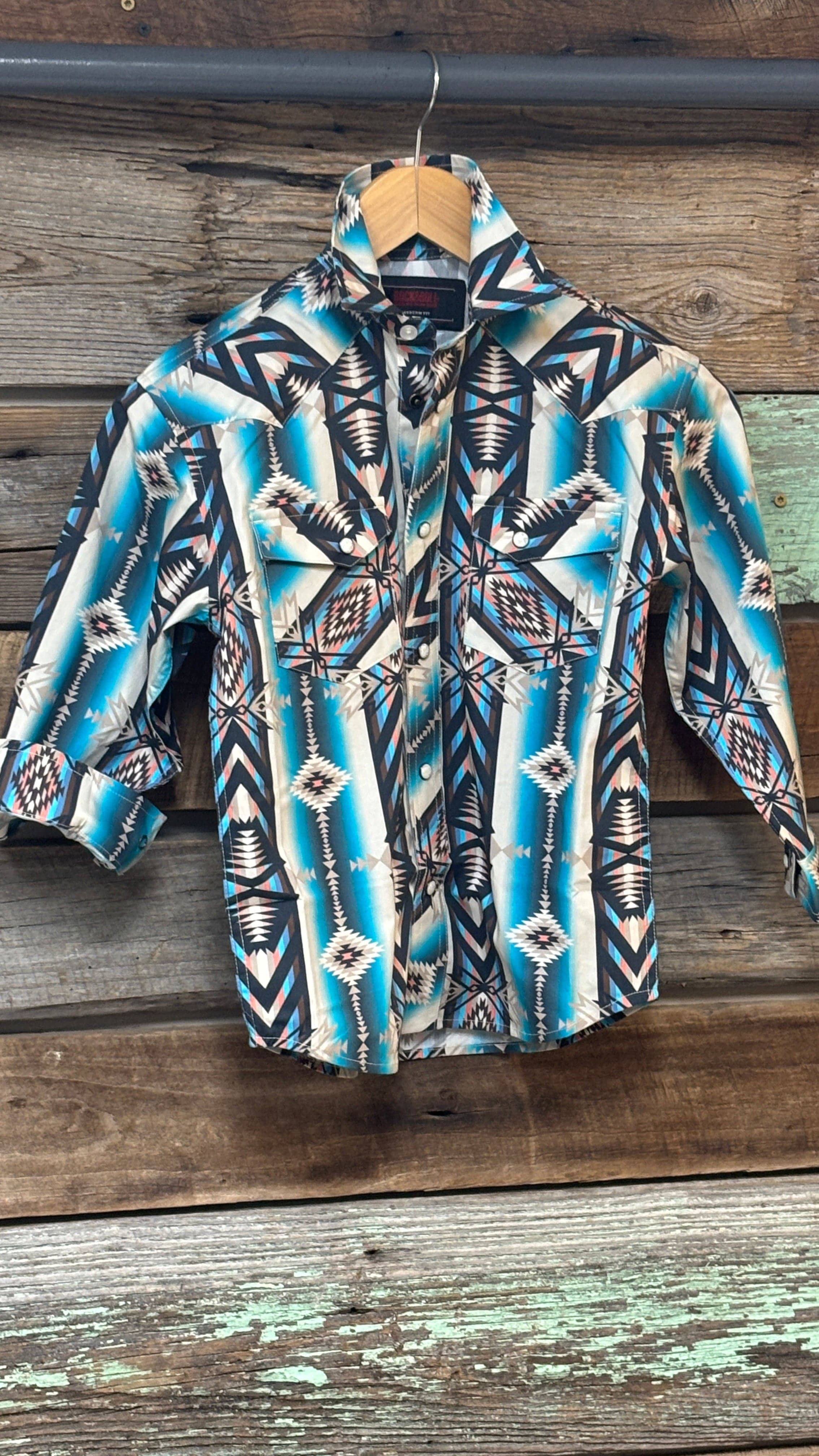 Boy's Aztec Print by Rock & Roll ~ Teal - Henderson's Western Store