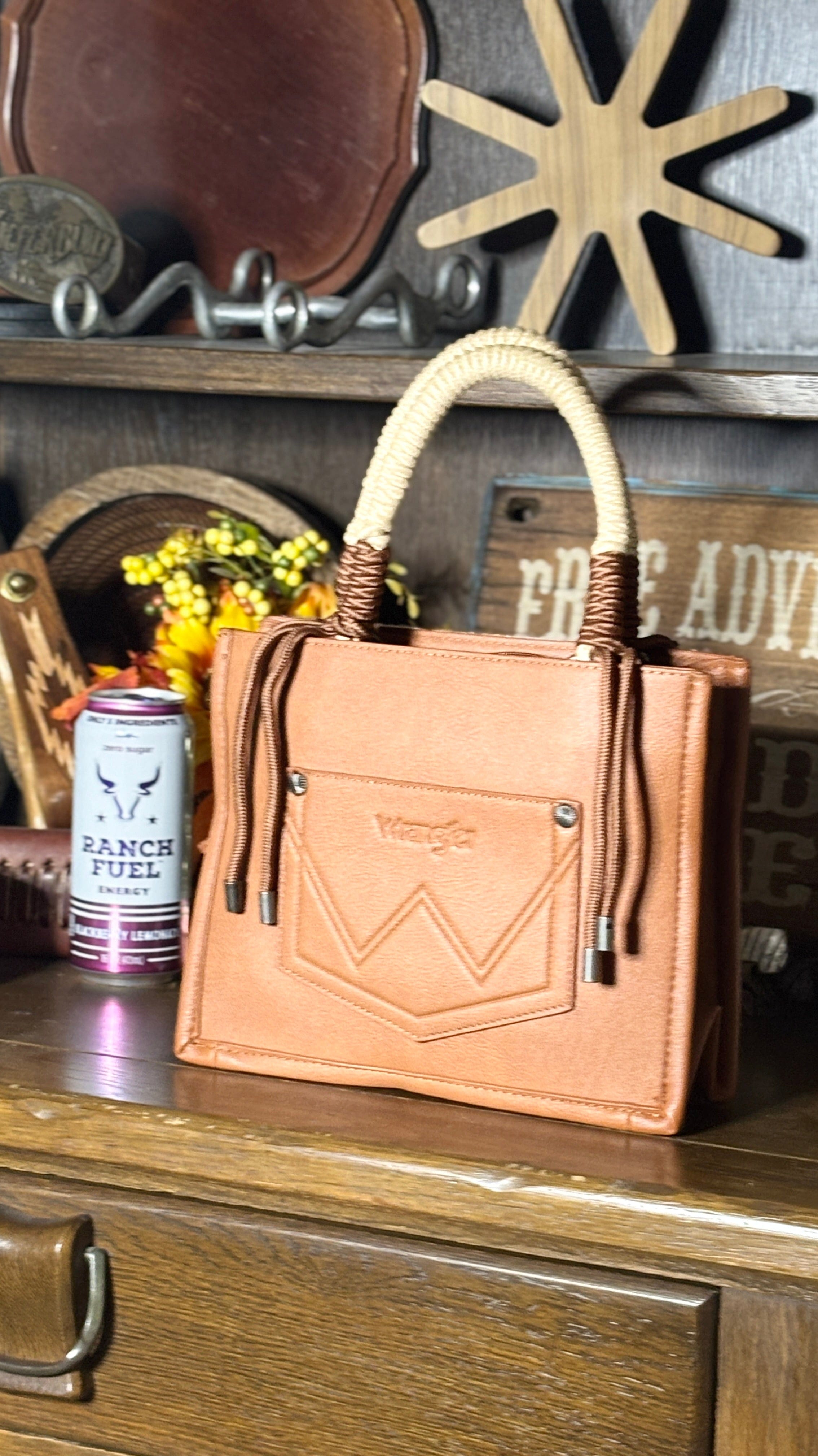 Wrangler Cow Print Tote/Crossbody ~ Brown - Henderson's Western Store