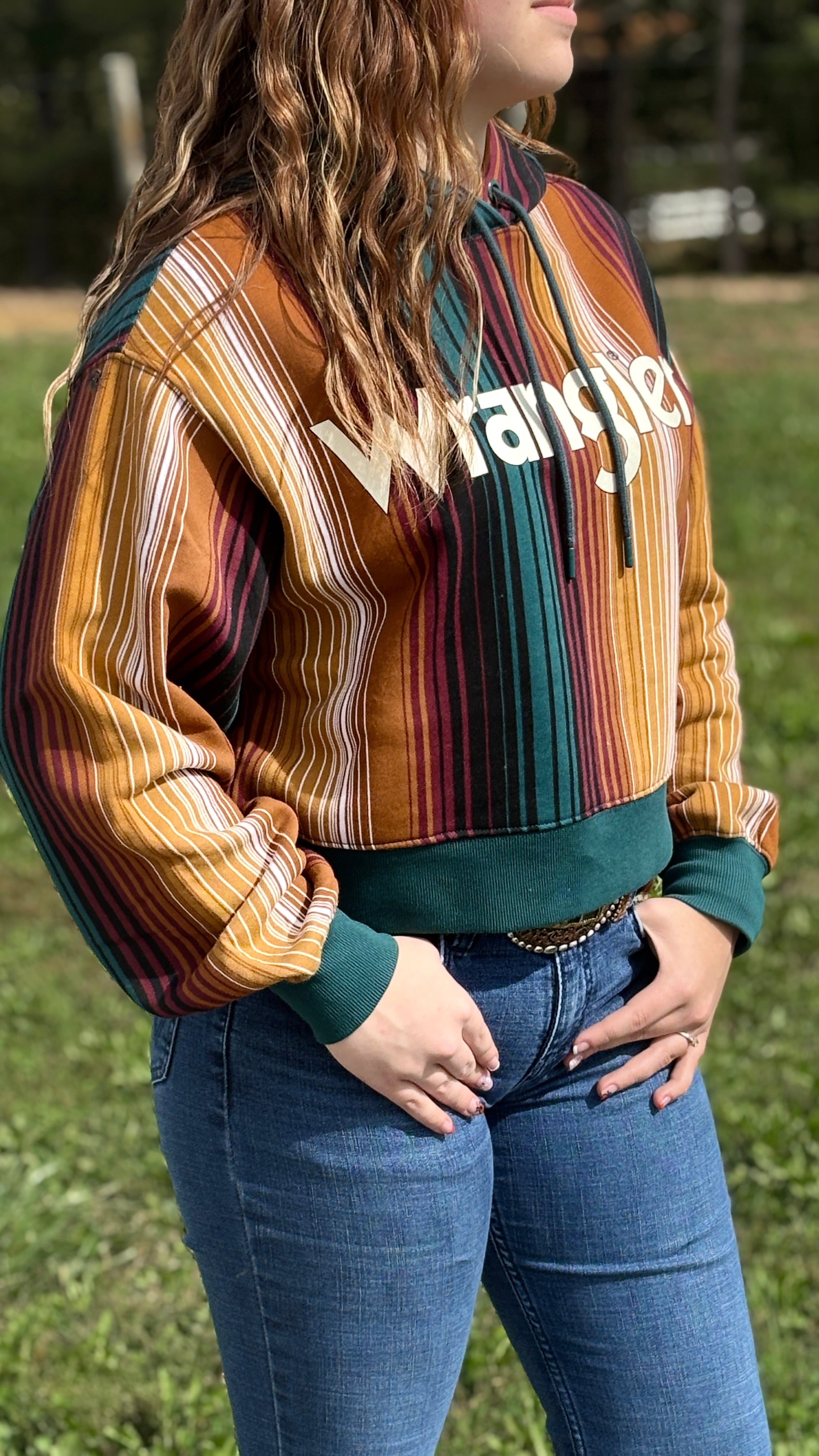 Wrangler Striped Serape Cropped Hoodie - Henderson's Western Store
