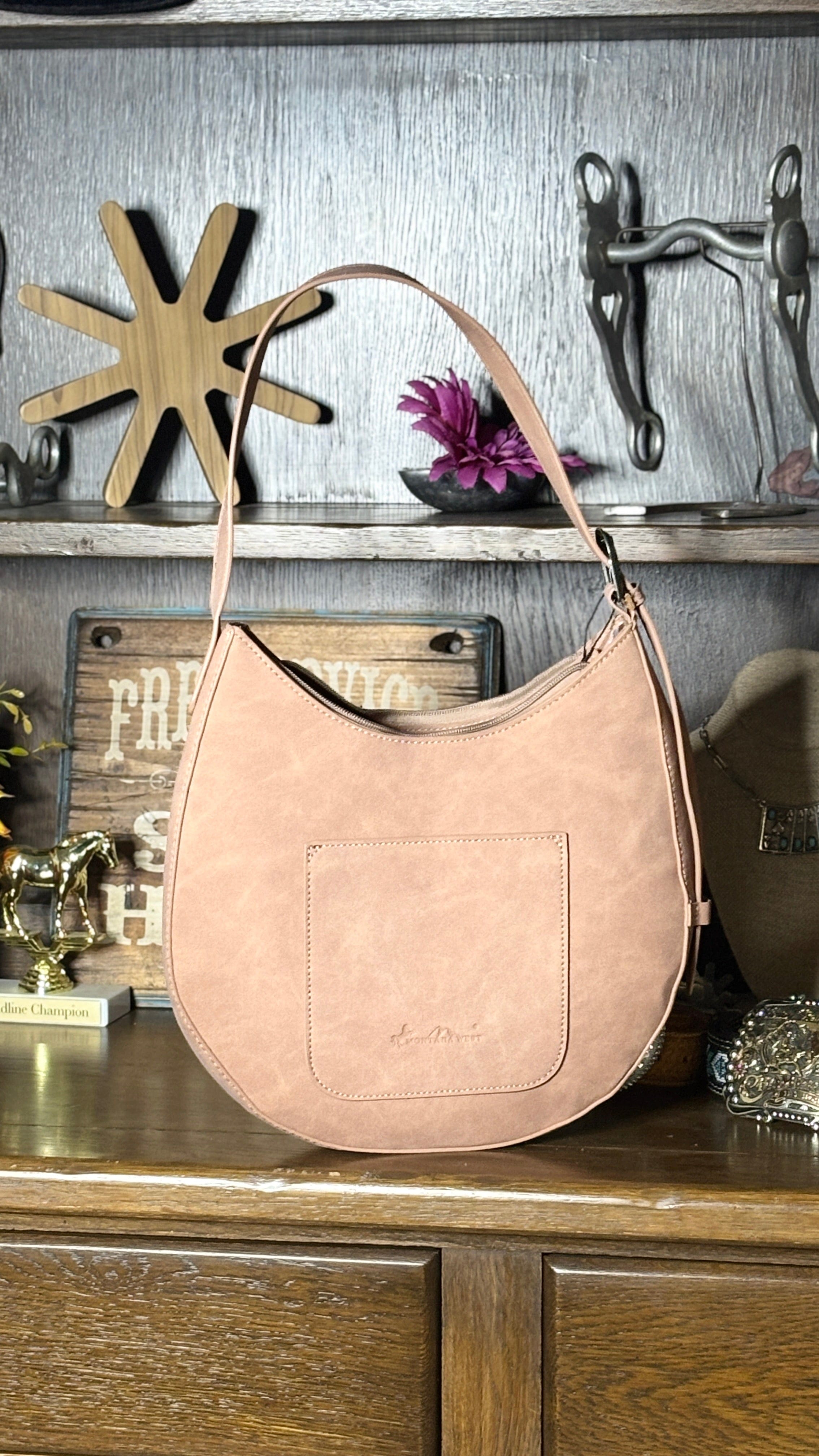 MW Aztec Cut-Out Hobo Shoulder Bag ~ Pink - Henderson's Western Store