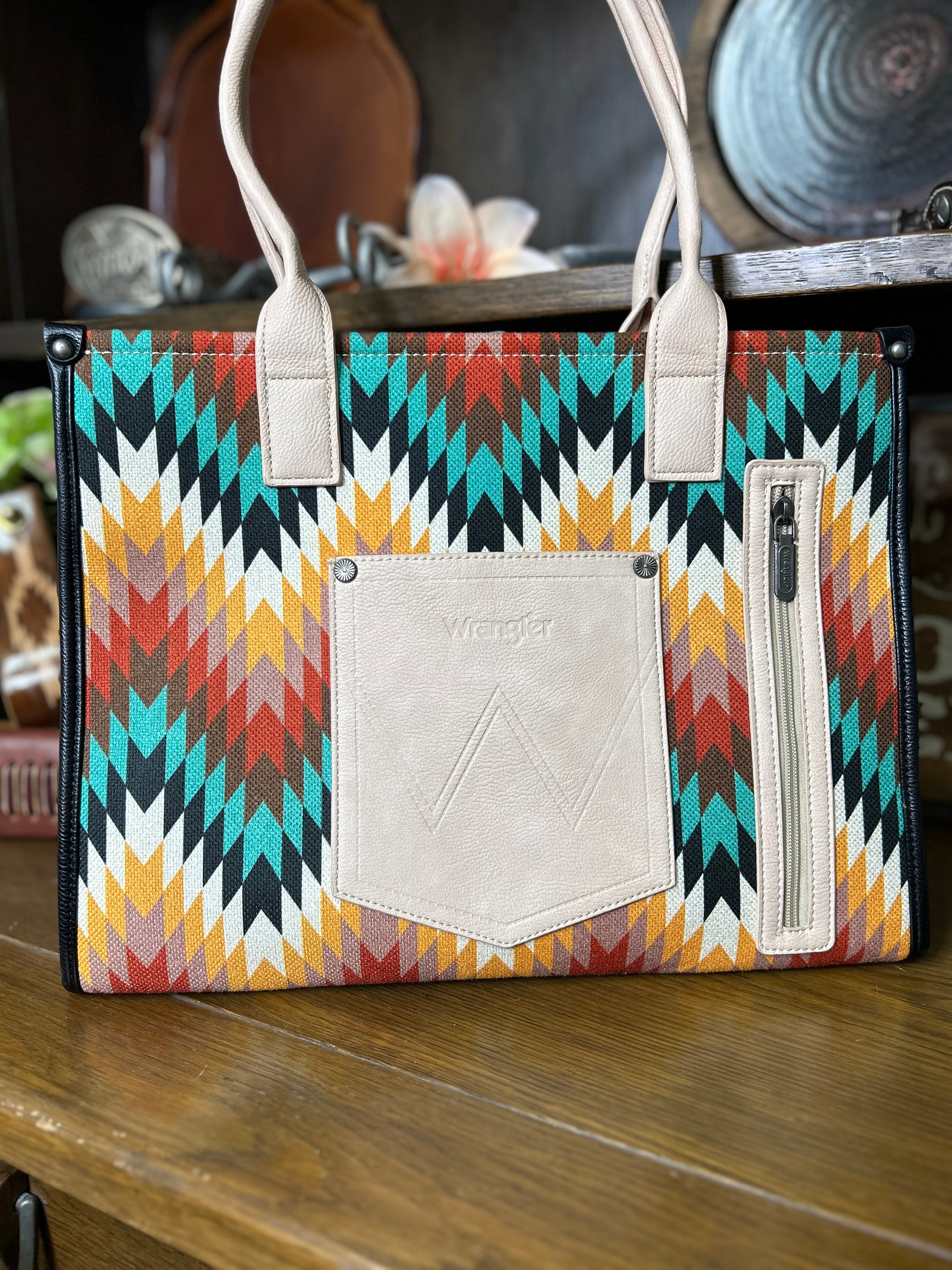 Wrangler Southwest Print Tote ~ Black - Henderson's Western Store
