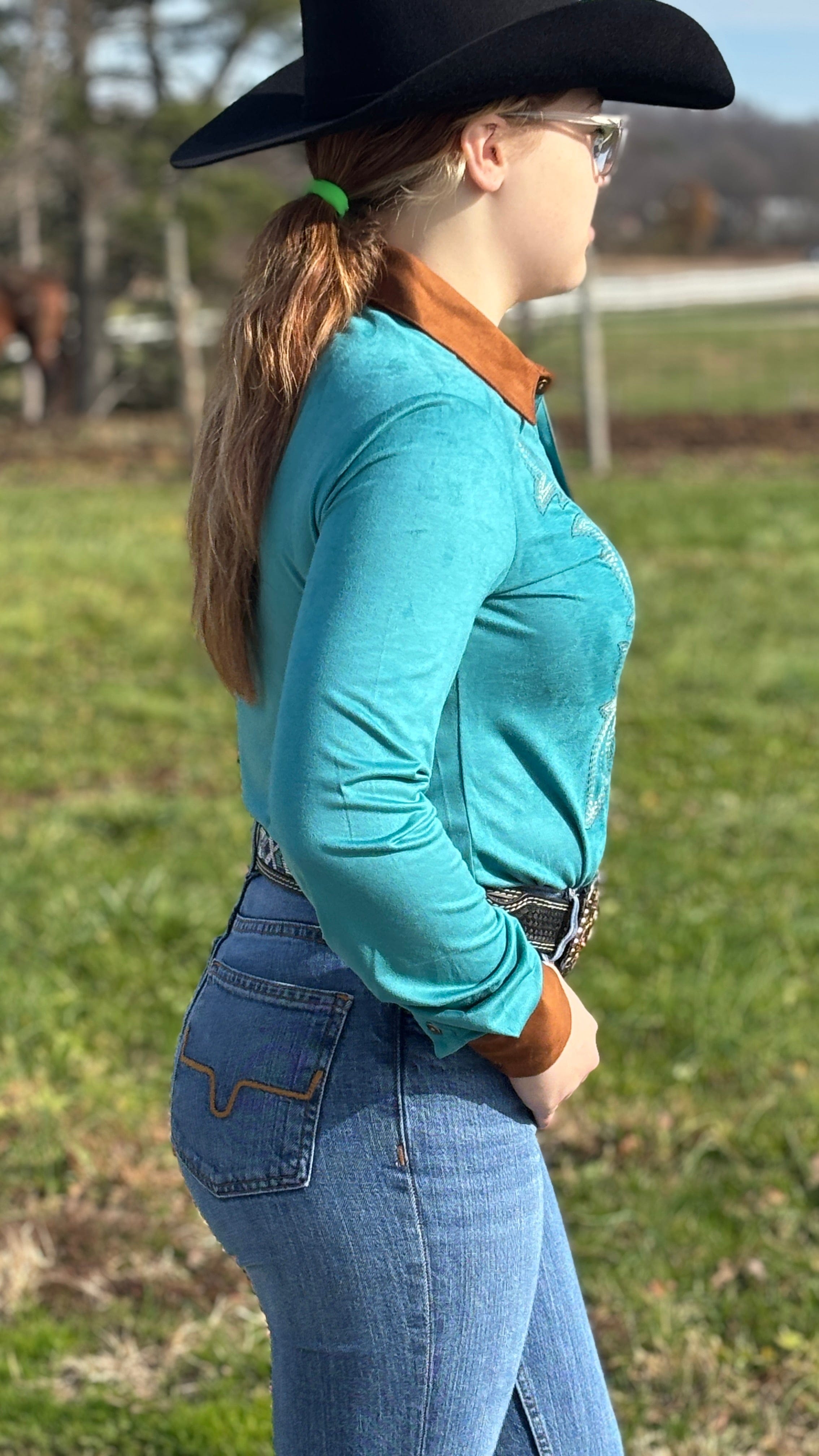 Pullover Button Up by Cowgirl Tuff ~ Turquoise - Henderson's Western Store
