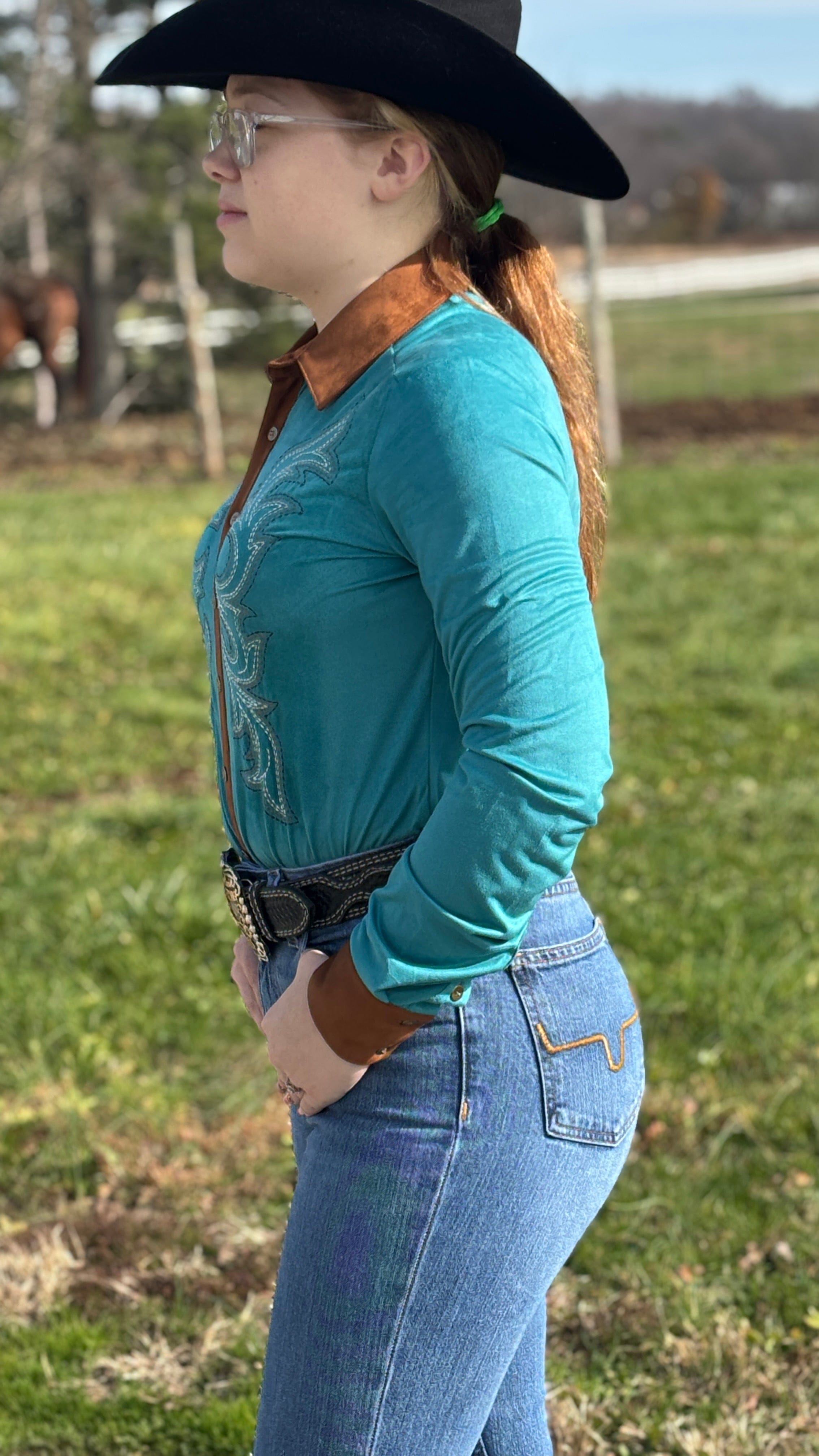 Pullover Button Up by Cowgirl Tuff ~ Turquoise - Henderson's Western Store
