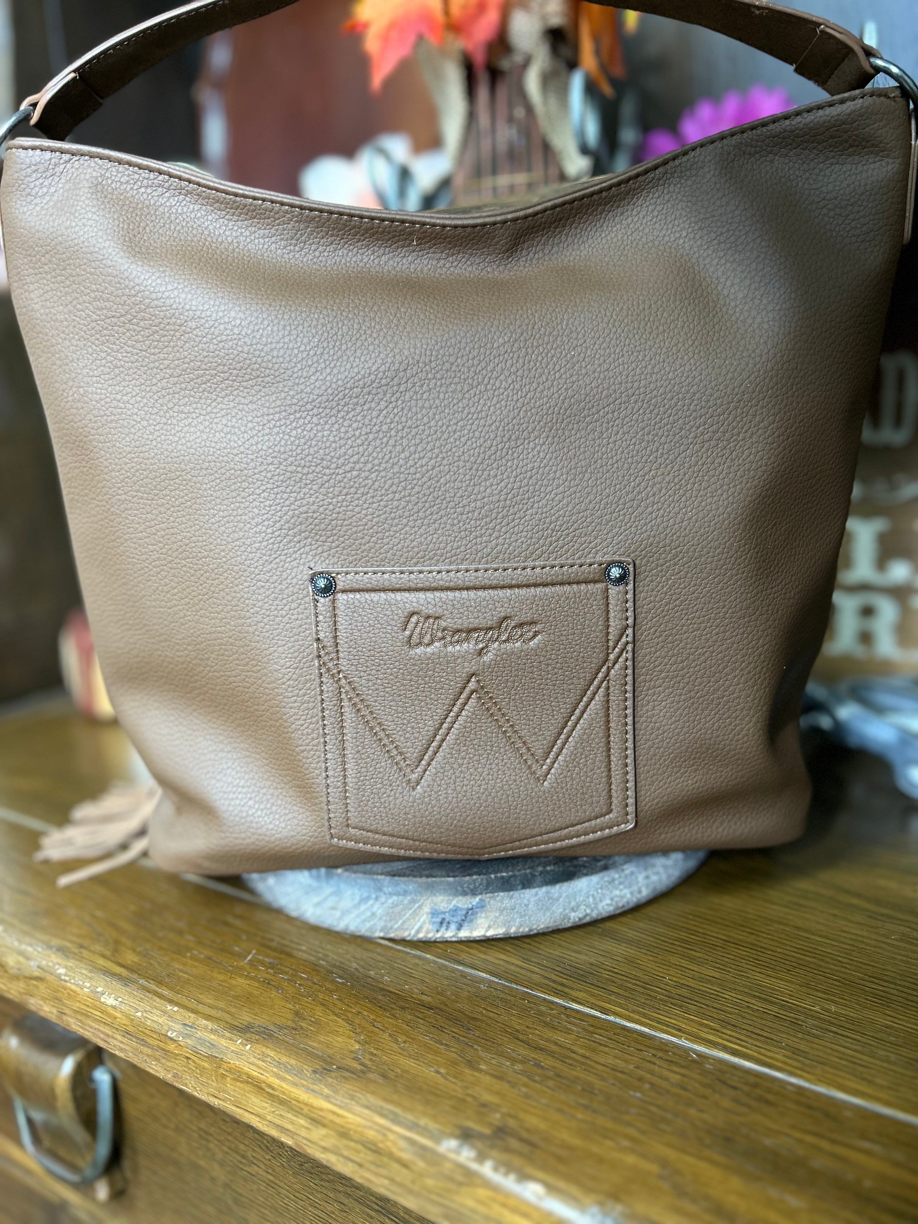 Wrangler Aztec Embroidered Hobo/Crossbody ~ Brown - Henderson's Western Store