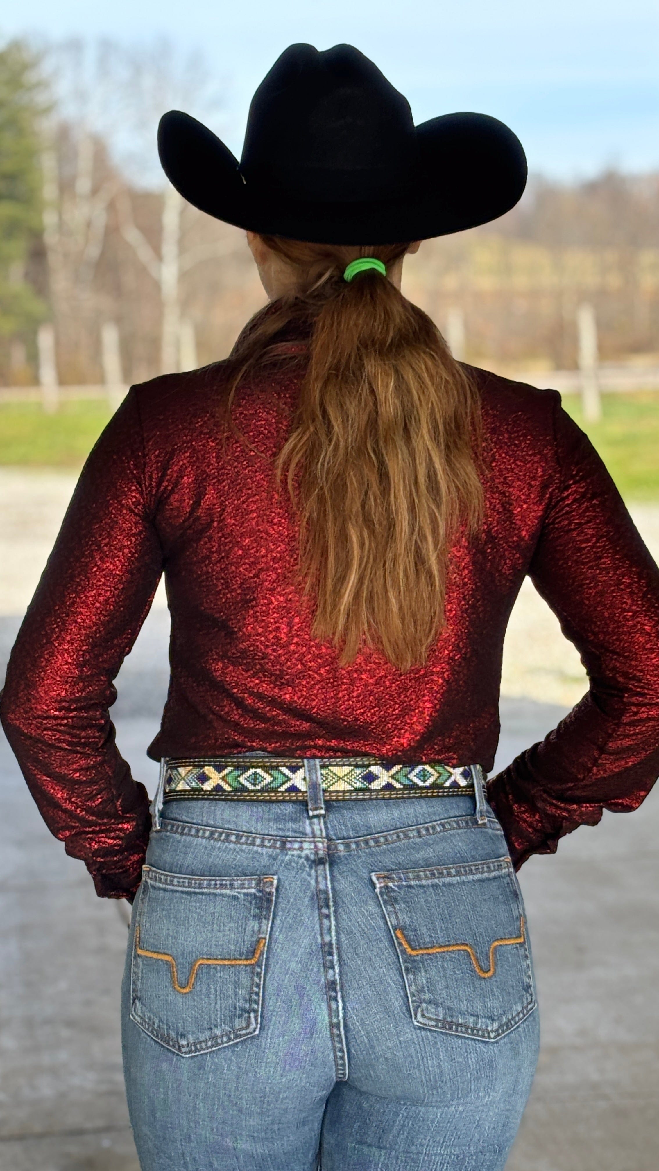 Pullover Button Up by Cowgirl Tuff ~ Red Shimmer - Henderson's Western Store